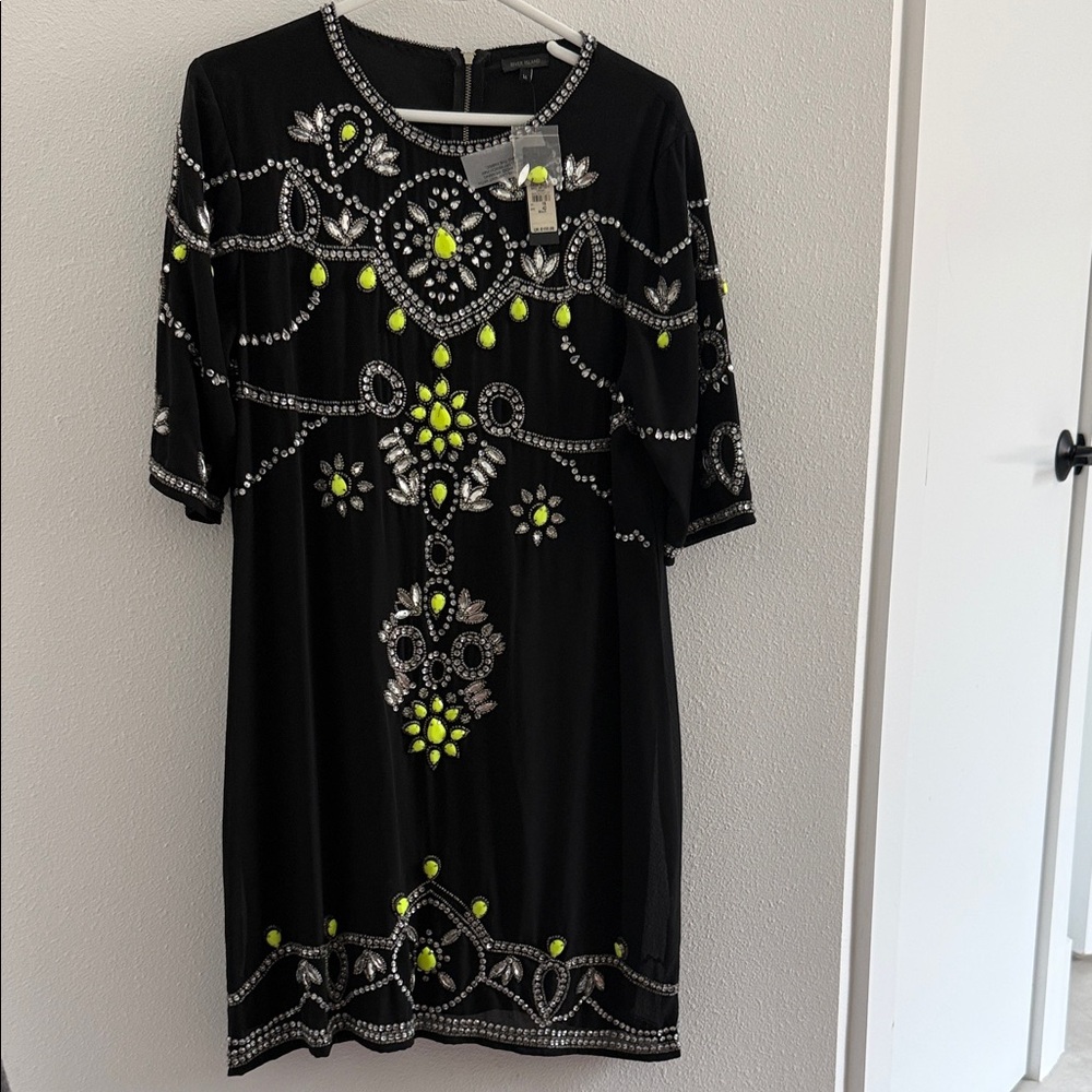 River Island Black Dress with Neon Embellishments